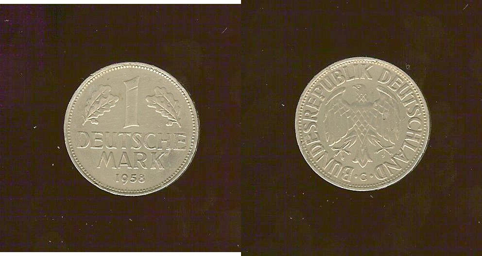 ALLEMAGNE 1 Mark 1958 Karlsruhe TTB+